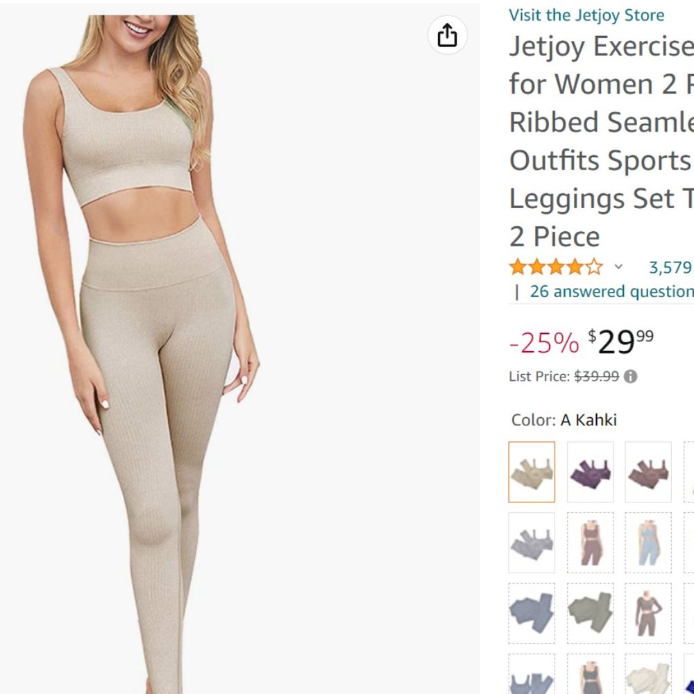 XS Jetjoy khaki yoga pants and bra.